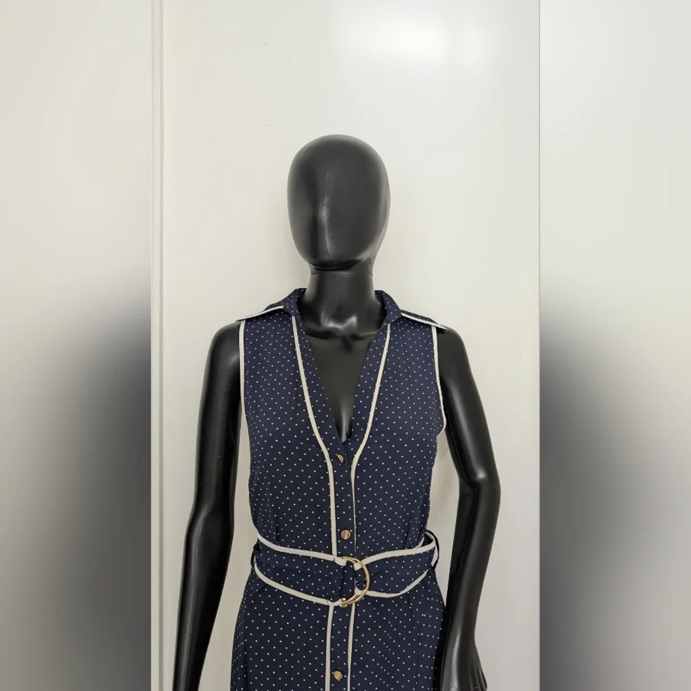 SOLD ZARA - Navy Polka Dot Maxi Dress - Picture 2 of 5